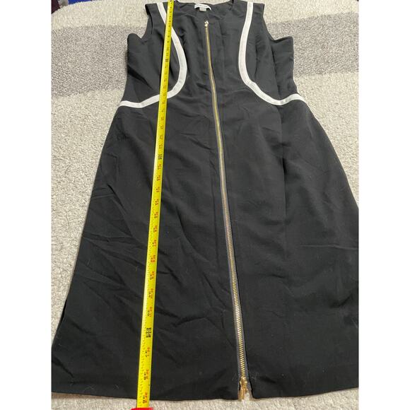 Calvin Klein Sleevelss Sheath Dress Full Zip Knee Length Womens 10 Black Stretch - Picture 5 of 11